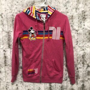 Vintage Disney Parks Walt Disney World Pink Mickey 1971 Zip Up Hoodie Women's XS
